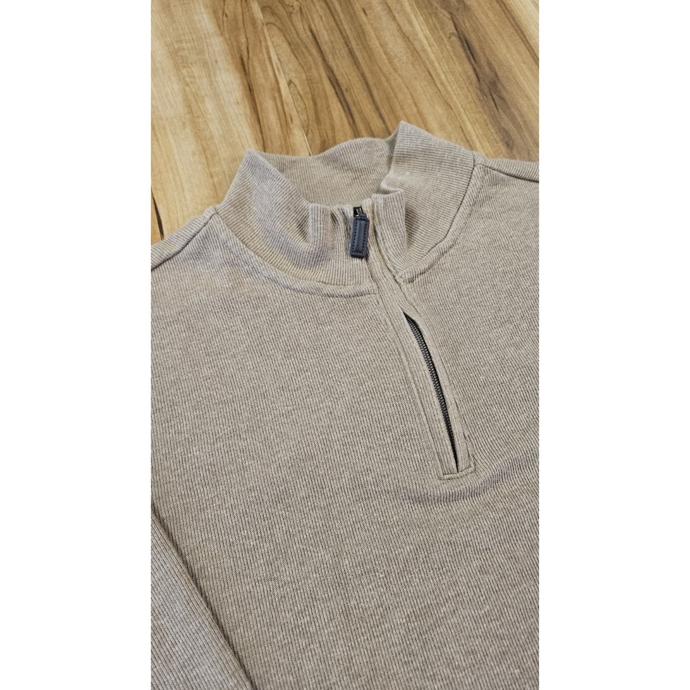 US Polo Assn. Men's Textured Quarter Zip Sweater Sz Large Tan / Brown - Picture 4 of 12